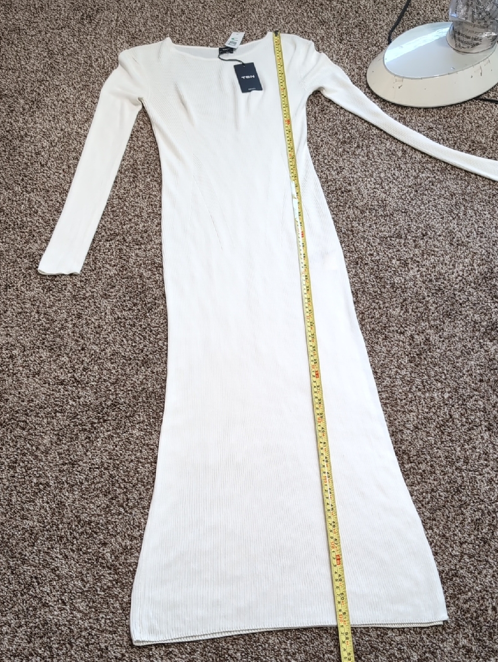 NEW Aritzia Ten Madera Cream Long Sleeve Ribbed Maxi Dress Size Small - Picture 9 of 15